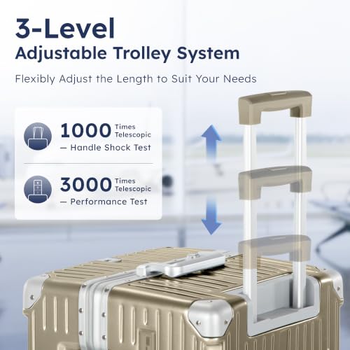 Image of ALPHA CAMP Trunk Luggage 26 Inch with Aluminum Frame Zipperless Suitcase | Checked Thickened 3-Layer PC Hardshell Luggage with TSA Lock,Charging Port,Cup Holder and Spinner Wheels for Holiday Travel
