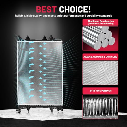 Image of BDFHYK 13273 Aluminum Radiator for Volkswagen Jetta 13-16 and Passat 12-15