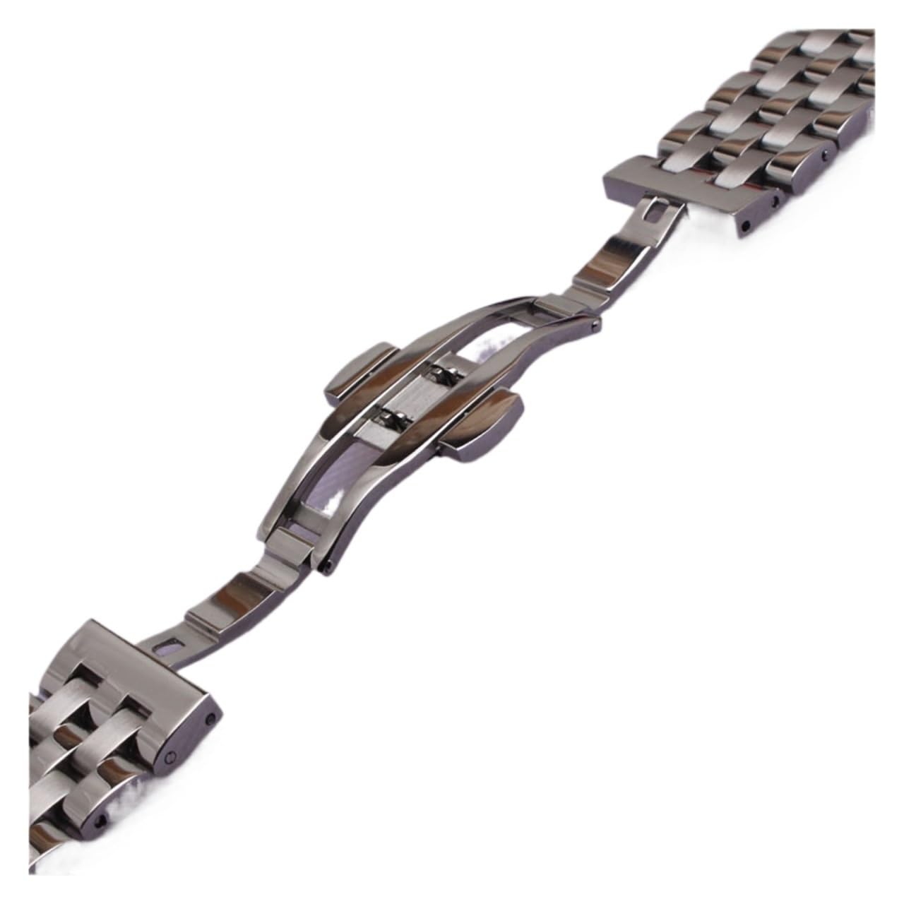 MENGKEG Correa De Reloj De Acero Inoxidable Con Extremo Curvado, Pulsera Plateada De 16mm, 18mm, 19mm, 20mm, 22mm Y 24mm, Correa De Eslabones Sólidos For Reloj For Hombre