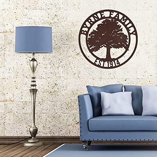 Realsteel Brand, Personalized Metal Sign, Oak Tree Monogram Decor, Custom Metal Sign, Porch Wall Art, Steel Plaque, Wedding & Anniversary #TOP2