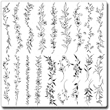 CHARLENT Temporary Tattoos for Women - 49 Pcs Line Leaves Sketch Fake Tattoos for Arm Wrist Leg Body/Realistic/Long Last/Waterproof