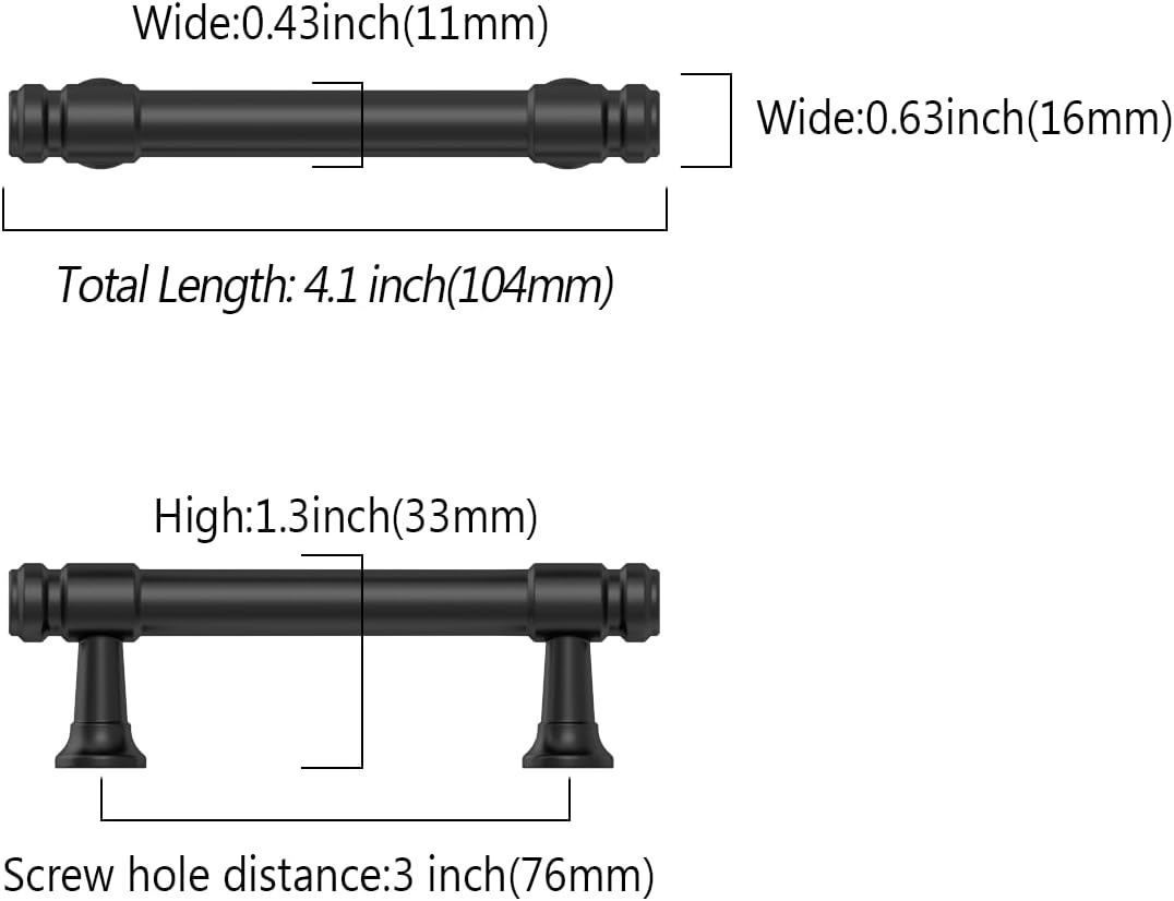 9BUILD 10 Pack 3 Inch Matte Black Cabinet Handles,Kitchen Hardware | Solid Zinc Alloy,Heavy-Duty,Screws Included,Cabinet Pulls for Dresser,Drawer,Cupboard