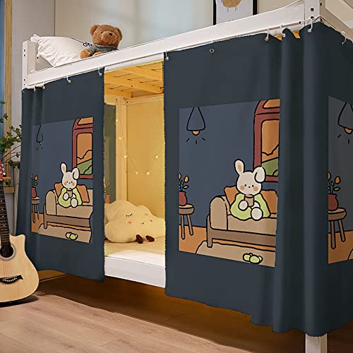 Image of Cute Bottom Bunk Bed Curtain Student Dormitory Blackout Cloth Mosquito Nets Bedding Tent Bed Canopy Single Sleeper, Rabbit Pattern
