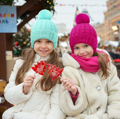 Toddler Baby Winter Hat with Earflap Kids Warm Twisted Knit Hat Infant Pom Pom Beanie Ski Cap for Baby Girls Boys2