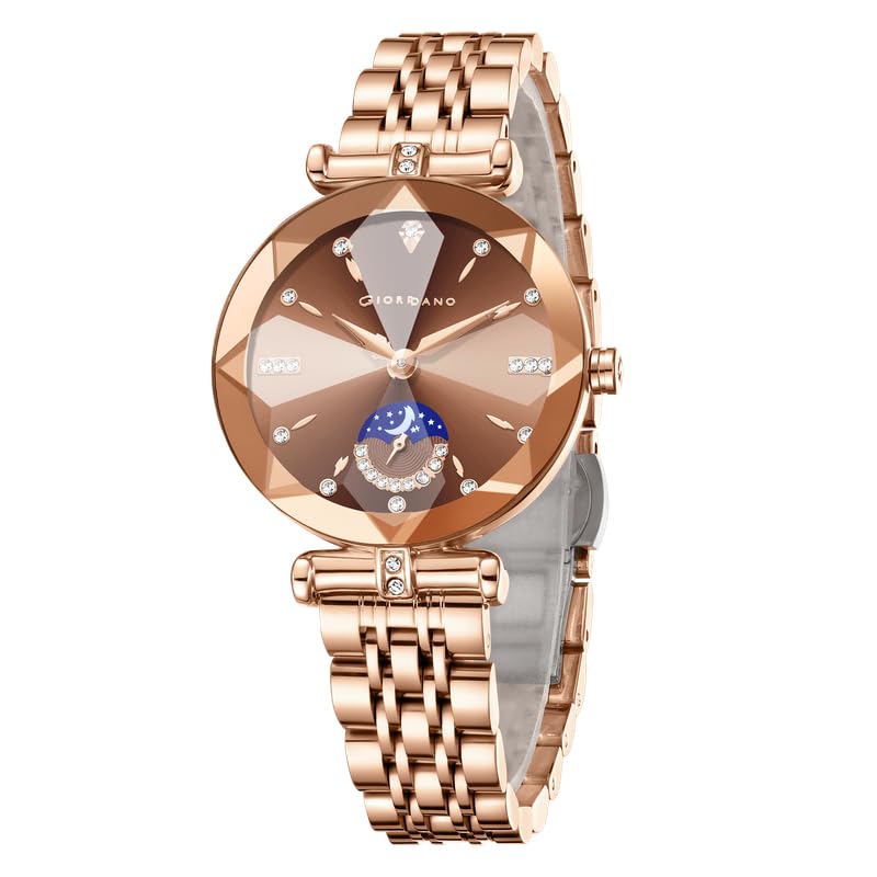 Image of Giordano Premium Watch for Women - Elegant Round Cut Glass Dial with Stainless Steel Strap & Quartz Movement