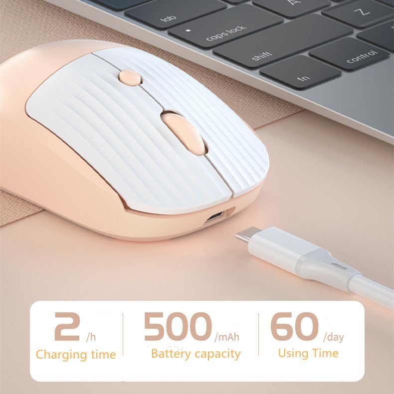 Image of Super Space Wireless Bluetooth Mouse, 2.4G Cute Silent Computer Mouse for Tablet Phone, Dual Mode (BT+USB Receiver) with 3 Level Dpi Portable Rechargeable Mice for Office Home(Pink)