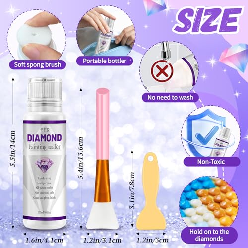Image of ZTOTZ Diamond Art Sealer 120ML,Diamond Painting Sealer with Scrapper,5D Diamond Art Glue Sealant for Diamond Art Coaster, Mirror(4OZ,120ML)