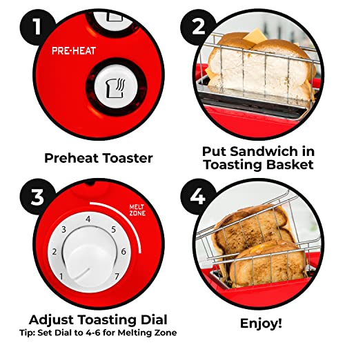 Nostalgia Coca-Cola Grilled Cheese Toaster With Easy-Clean Toaster Baskets And Adjustable Toasting Dial, Red, 2-Slot #TOP4