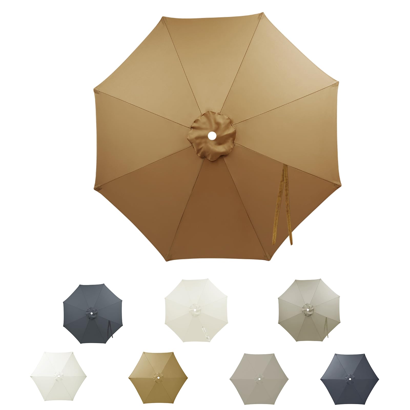 Parasole di ricambio per ombrellone da giardino, 3 m, impermeabile, con parasole,copertura di ricambio per 8 montanti, baldacchino di ricambio (Beige, 3M/8 Ribs)