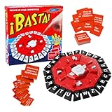 ¡BASTA! Juego de Mesa en Español, 2 Modos de Juego, Diseño Octogonal con 24 Letras, Juego de Palabras, Incluye 35 Cartas con 140 Categorías, Ideal para Niños y Adultos (Rojo y Negro)