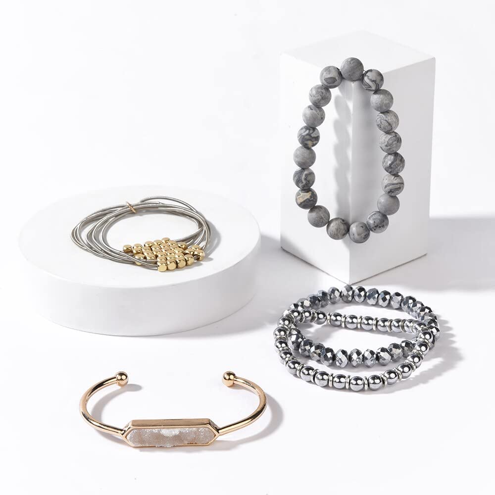 LuisFranklin Bracciale Donna Bracciali Braccialetto Bracelet Gioielli Bracelets Nuovi Braccialetti Di Perline In Pietra Naturale Braccialetti Con Ciondoli Al Quarzo A Foglia Per Gioielli Da Donna