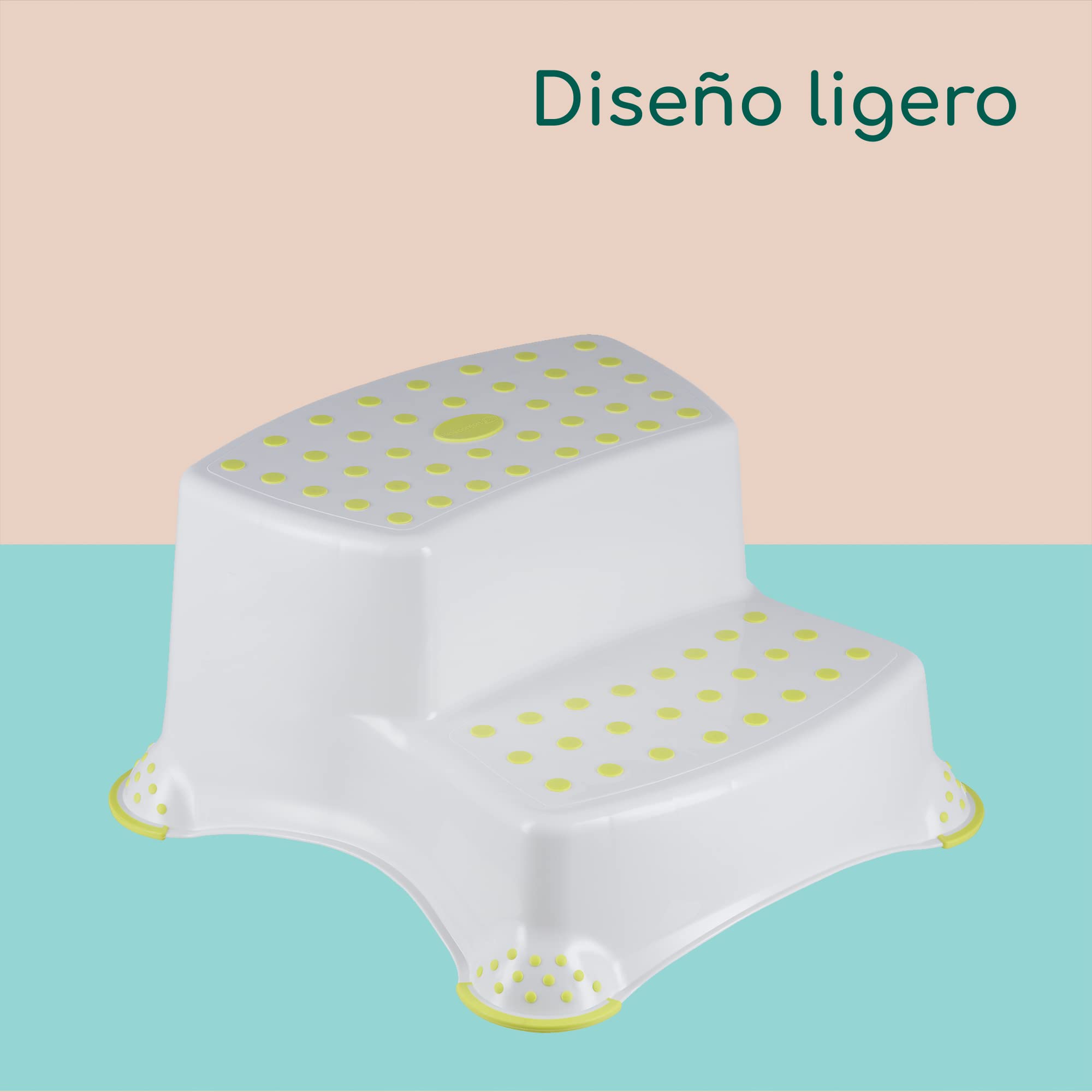 Bebeconfort Escalera de Dos peldaños, Taburete de bebé, Plataforma de baño para niños a Partir de 18 Meses, Color Blanco, Double Step Stool