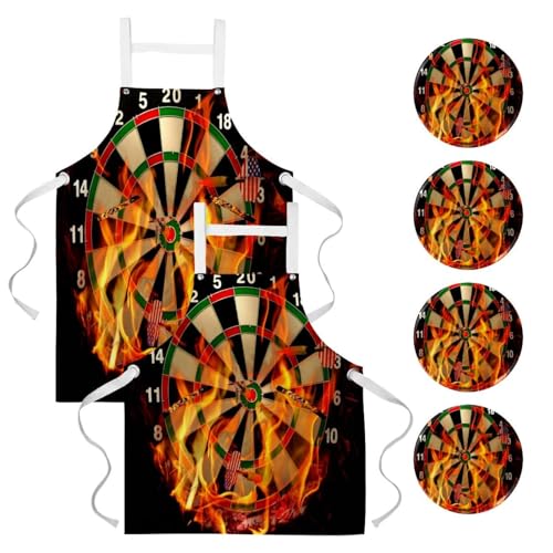 Tablier de cuisine flèches en flamme avec broches lot de 2