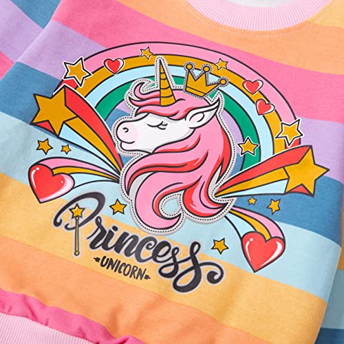 Image of Little Girls 2 Piece Outfits Ruffle Sleeve Unicorn Sweatshirts Top and Leggings Set School Outfits Kids Clothing Set
