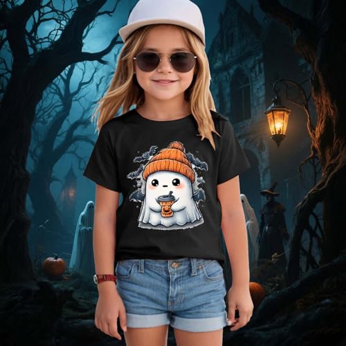 Toddler Baby Girls Halloween Shirt T-Shirt Funny Ghost Pumpkin Graphic Short Sleeve Shirts Kids Loose Fit Girl Clothes3