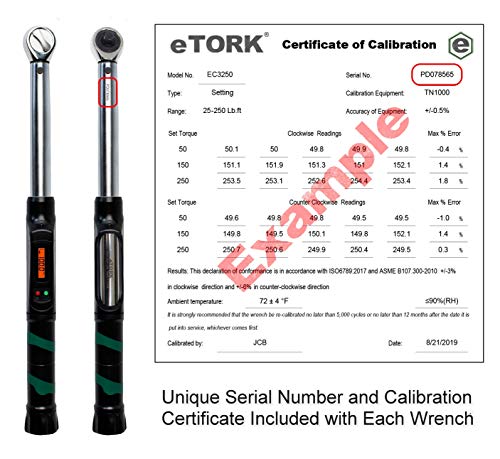 Etork - Torque Wrench | 1/2 Torque Wrench | 250 Lbs Torque Wrench | Auto Torque Wrench | Electronic Torque Wrench 1/2 Drive | Range: 25-250 Ft.-Lb./33.9-339 N.m #TOP2