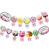 Candy Banner Lollipop Garland Candyland Party Decorations Candy Theme Cutout for Kids Girls Party...