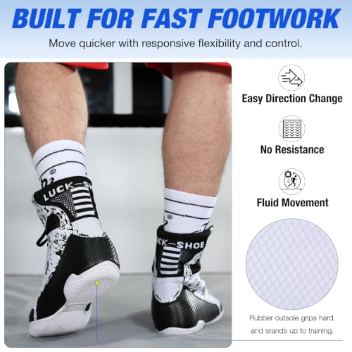 Image of Mens Boxing Shoes High Top Lightweight Breathable Boxing Boots with Ankle Support for Training and Sparring LS198