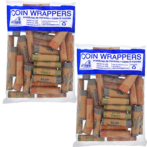 72 Assorted Preformed Coin Wrappers Made in The USA from Recycled Kraft Paper (72)