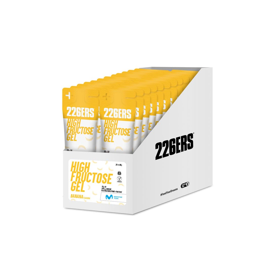 226ERS - High Fructose Gel, Energiegel für Sportler, mit Maltodextrin und Fruktose, vegan und glutenfrei, Kohlenhydratzufuhr, Geschmack Banane, 24 Gels x 80 g