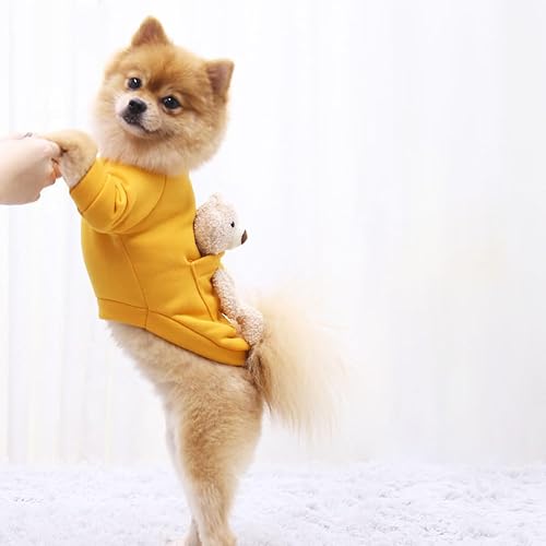 Miniatura 5 de Ropa de invierno para perro, sudadera de cuello alto para perro, suéter para mascotas, bolsillos a rayas, camisas de oso, trajes de gato, ropa de
