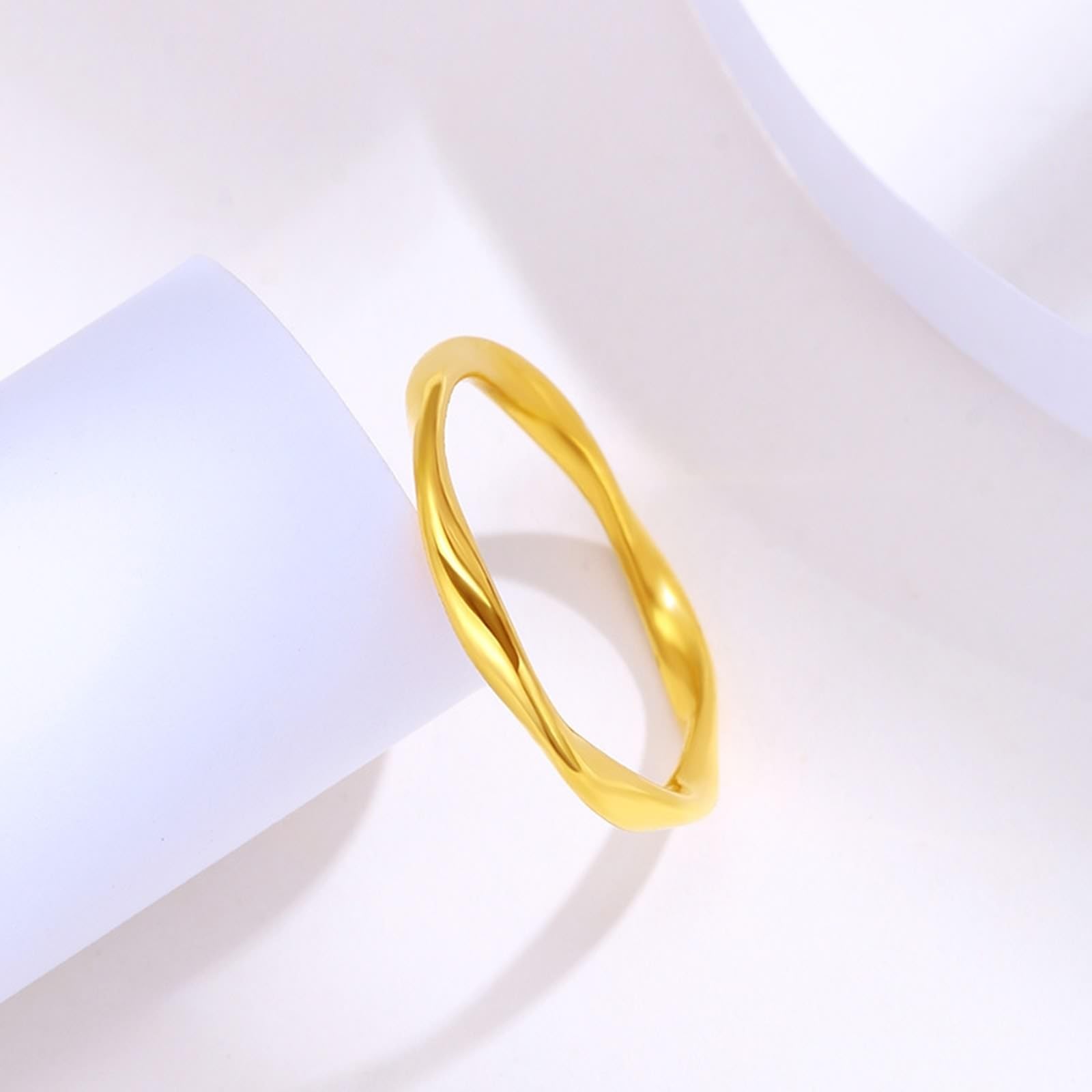 AMDXD Anello nuziale in oro giallo 24 carati Au999, morbido, sottile, 2 mm, anello dell'amicizia 999, misura 47-62