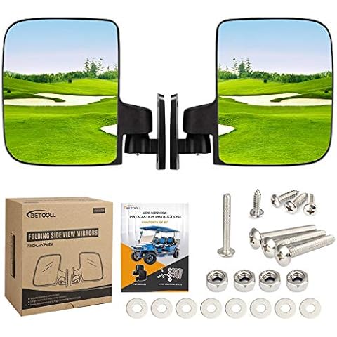 BETOOLL HW9008 Golf Cart Folding Side View Mirrors For Club Car, EZGO, Yamaha, Star, Zone Carts Cover