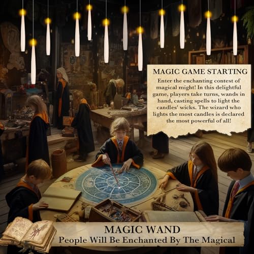 Image of NURADA Floating Candles with Wand Remote Timer - Magic LED Hanging Flameless Taper Candles Flickering Battery Operated for Birthday Theme Party Halloween Home Window Decor - White 12 Pack
