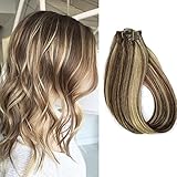 Human Hair Extensions Clip in Brown to Blonde Highlights 70grams 15