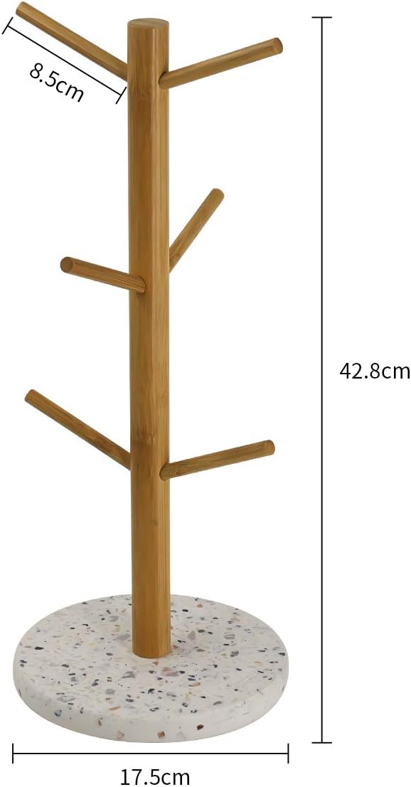 TOPSKY Coffee Mug Holder for Counter, Mug Holder Tree, Coffee Cup Rack Tree, Standing Coffee Mug Station Organizer with 6 Hanger Hooks for Countertop, Vertical Mugs Storage Rack, Free Up Cabinet Space