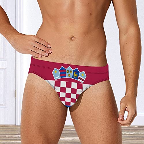 Croatian Flag Men's Swimming Trunks,Beach Shorts Stretch Swimsuit Quick Dry3