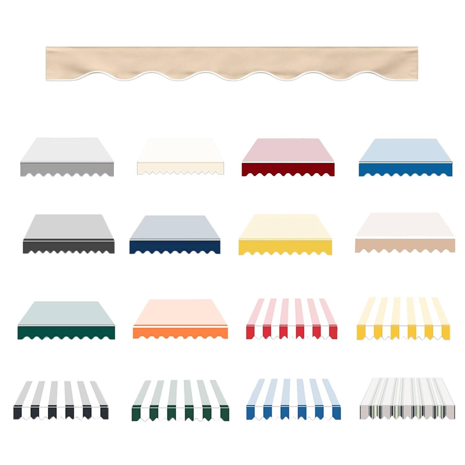Awning Replacement Fabric Valance, Waterproof UV protection Canvas Cover, Sun Shade Shelter Solid or Striped Valance Canopy with Spline for Terrasse Patio Garden Balcony(Camel,280cm)