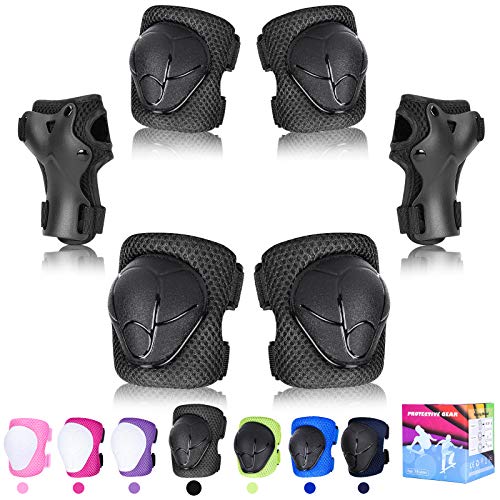YOOXARMOR Protecciones Patines Niña,Rodilleras Coderas Y Muñequeras Set Para Patinaje Ciclismo Monopatín Bicicleta Skate Juego De 6 Protectores De Rodillos Para 3-6-13 Niño