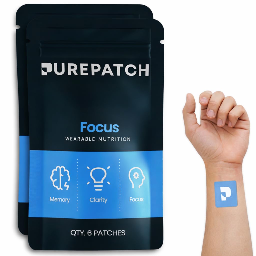 Pure Patch Focus Patch – Botanical-Based Topical Patch with Alpha GPC, Lion’s Mane & L-Tyrosine – Easy-to-Use, Non-Ingestible Format (12 Patches)