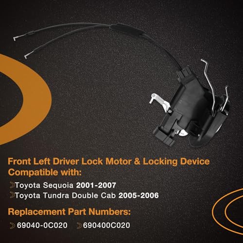 Image of Door Lock Front Left Latch Actuator Compatible with Toyota Sequoia 2001-2007, Toyota Tundra Double Cab 2005-2006 Driver Side Finished Lock Block+Locking Device Replaces #69040-0C020