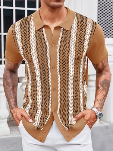 Runcati Mens Knit Polo Shirts Vintage Casual Short Sleeve Shirt Golf Button Down Old Money Sweater2