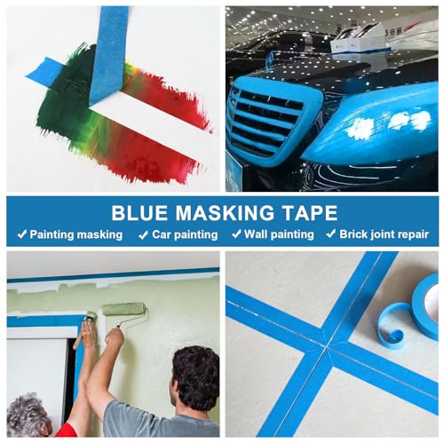 Image of BOMEI PACK Blue Painters Tape 1 Inch Bulk - Paint Tape 20 Rolls x 1 Inch x 55 Yards - Blue Masking Tape for Walls Painting, DIY Crafting, Edge Finishing and School Projects, Total 1100 Yards