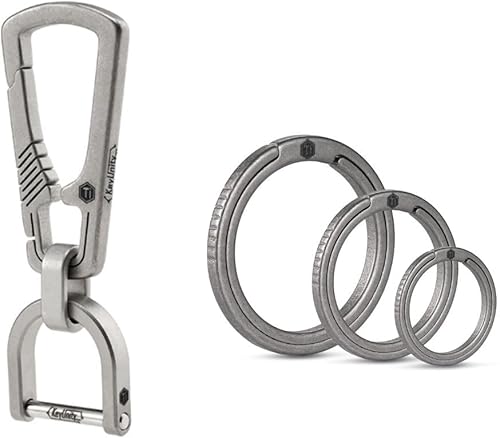 KeyUnity KM17SW Titanium EDC mosquetón llavero clip con anillo D y anillo dividido de titanio KA02