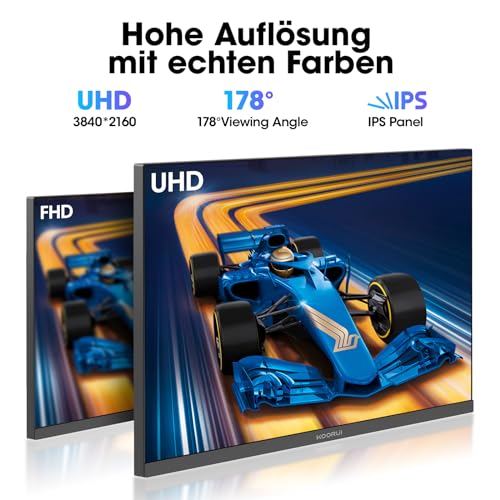 KOORUI 27 Zoll Monitor, 4K Bildschirm UHD (3840 * 2160p), Vertical PC Monitors 60hz (IPS, Eye Care, HDR400, 100% SRGB, VESA 100x100mm, Höhenverstellbar)- 27N7U – Bild 3