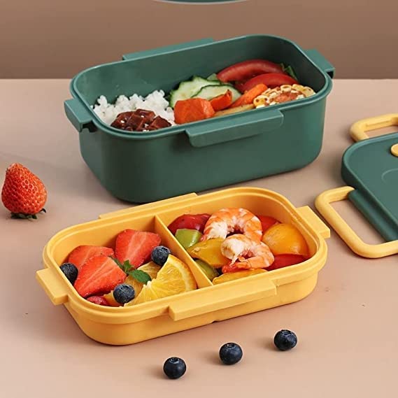 Image of Mayatra's Double Layered Lunch Box | | Leak Proof | Tiffin Box with Handle | for Women and Men Office, Kids to School Easy to Carry| 1000 ML (Green)