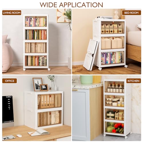 SavvyStor Aufbewahrungsboxen mit Deckel – Aufbewahrungsboxen mit 1 Deckel 23L, 4-stöckige Kunststoff-Aufbewahrungsbox mit Deckel, Kunststoff-Aufbewahrungsschubladen, stapelbare Aufbewahrungsboxen,