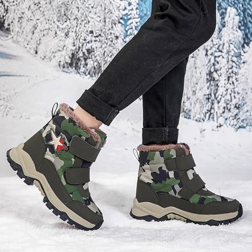 IWIHMIV Toddler Boys Winter Boots Girls Non Slip Outdoor High Top Hiking Shoes Comfortable Warm Winter Boots3