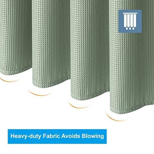 Image of AmazerBath Waffle Stall Shower Curtain, Sage Green Shower Curtain Fabric, Hotel Quality Bathroom Shower Curtains, Heavy Duty, 36 x 72 Inches