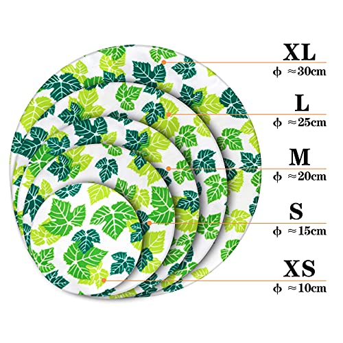 PHOGARY 5 STK Abdeckhauben für Lebensmittel Wiederverwendbare, aus Stoff, Topfhauben mit Gummizug, Dehnbare Deckel Wasserdichtes Gewebe dehnte Abdeckungen für Glassalat-Schüssel, Topf, grünes Blatt