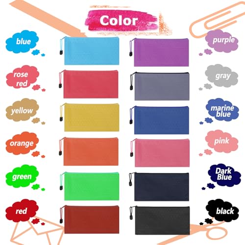 Cinlanwin 96pcs Pencil Pouch Bulk,Zipper Pouches,Waterproof Pencil Bags, Small Organizing Bags in 12 Colors for Classroom,Office Supplies Storage and Travel Accessories by Cinlanwin - Used condition - Image 3