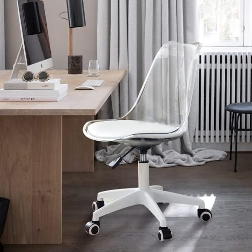 Miniatura 6 de Silla giratoria de escritorio para oficina en casa, silla giratoria ajustable de 360 , silla giratoria de plástico de ingeniería sin brazos con