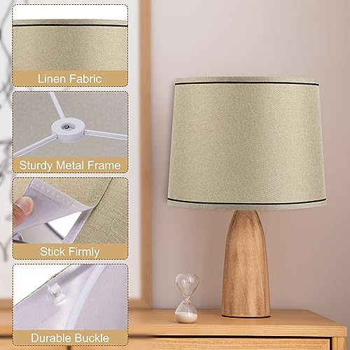 PATIKIL Drum Lampshade for Table Lamps 11.4" Top x 12.6" Bottom x 9.8" High Floor Lamp Shade Easy Assembly Medium Linen Lampshade for Table Lamps Floor Lamp Beige Black - Image 3
