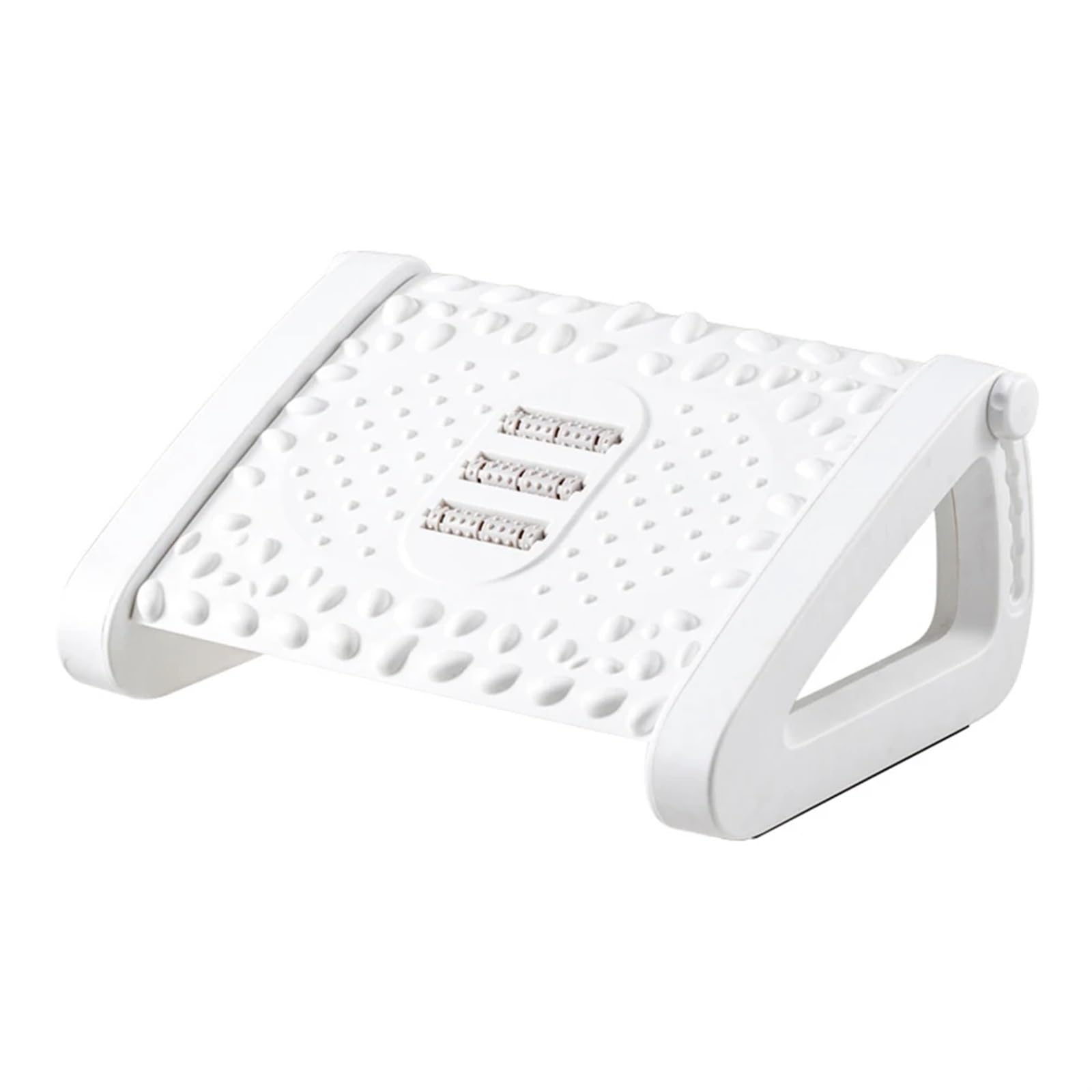 Reposapiés de oficina para debajo del escritorio, Reposapiés de oficina ajustable con rodillos y almohadilla de masaje, multicolor(White)