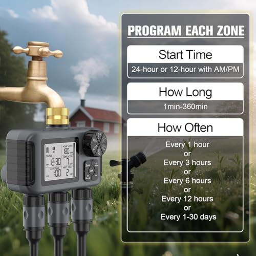 Programmer l'irrigation facilement avec ce timer à eau automatique digital 3 voies - 6