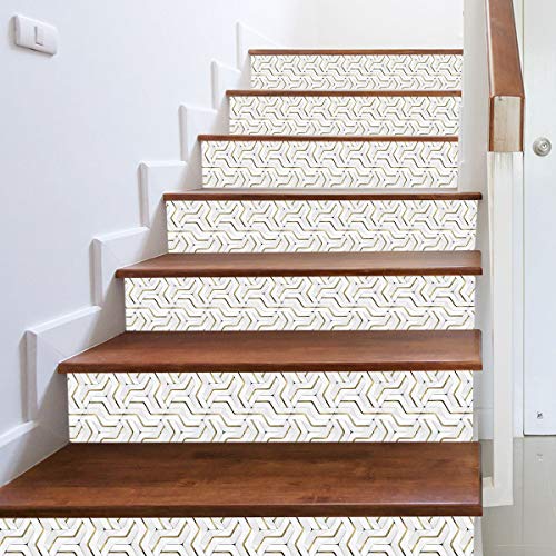 LIZHIOO Treppe Riser Aufkleber, 3D Fliesen Kreative Treppenhaus Aufkleber Selbstklebend Abnehmbar PVC Wandgemälde Cover